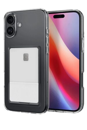 iPhone 16 Kılıf Kart Şeffaf Silikon - Şeffaf-(5796)