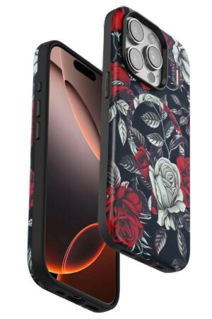 iPhone 14 Pro Flower Series Magsafe Kapak - Siyah-(5796)