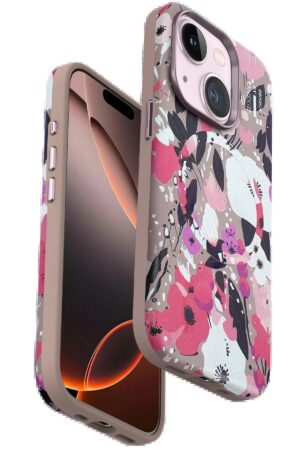 iPhone 15 Flower Series Magsafe Kapak - Pembe-(5796)
