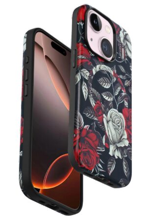 iPhone 15 Plus Flower Series Magsafe Kapak - Siyah-(5796)