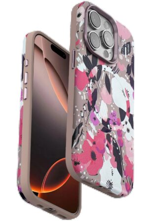 iPhone 15 Pro Max Flower Series Magsafe Kapak - Pembe-(5796)