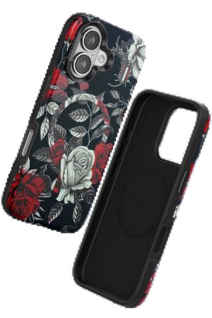 iPhone 16 Flower Series Magsafe Kapak - Siyah-(5796)