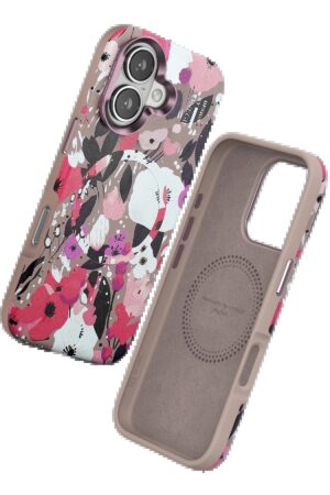iPhone 16 Flower Series Magsafe Kapak - Pembe-(5796)