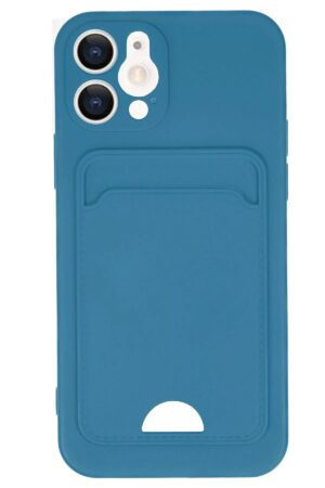 iPhone 12 Kılıf Kelvin Kartvizitli Silikon - Mavi-(5796)