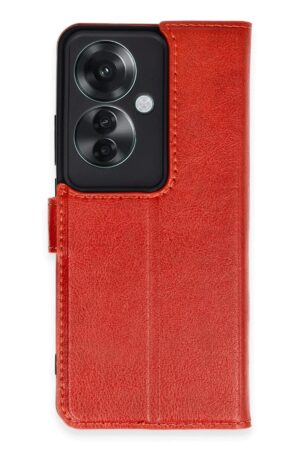 Oppo Reno 11F Kılıf Trend S Plus Kapaklı Kılıf - Kırmızı-(5796)