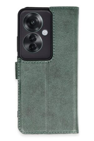 Oppo Reno 11F Kılıf Trend S Plus Kapaklı Kılıf - Yeşil-(5796)