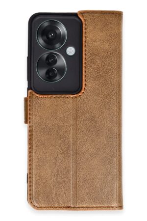 Oppo Reno 11F Kılıf Trend S Plus Kapaklı Kılıf - Taba-(5796)