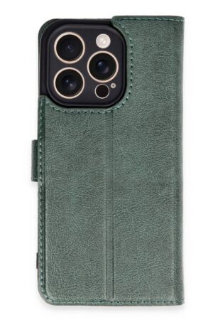 iPhone 16 Pro Kılıf Trend S Plus Kapaklı Kılıf - Yeşil-(5796)