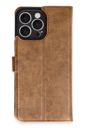 iPhone 16 Pro Max Kılıf Trend S Plus Kapaklı Kılıf - Taba-(5796)