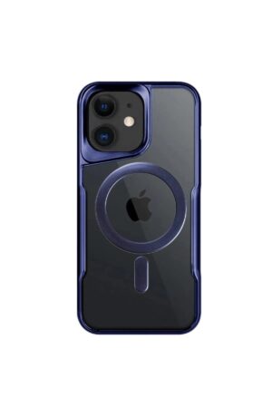 iPhone 12 Kılıf Boyi Magsafe Silikon Kapak - Lacivert-(5796)