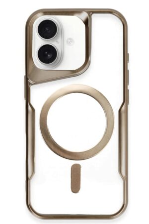 iPhone 16 Kılıf Boyi Magsafe Silikon Kapak - Kahverengi-(5796)