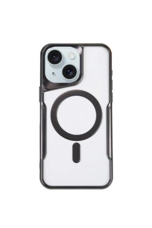iPhone 15 Plus Kılıf Boyi Magsafe Silikon Kapak - Siyah-(5796)