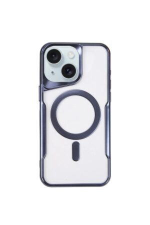 iPhone 15 Plus Kılıf Boyi Magsafe Silikon Kapak - Lacivert-(5796)