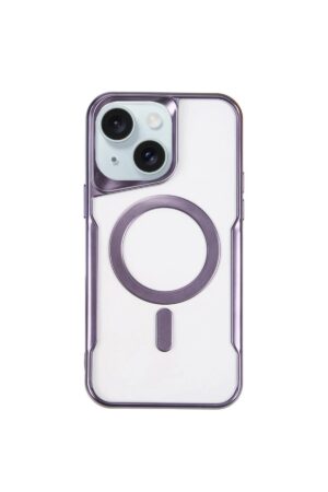 iPhone 15 Plus Kılıf Boyi Magsafe Silikon Kapak - Derin Mor-(5796)