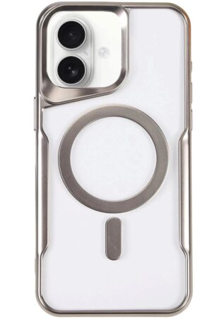 iPhone 16 Plus Kılıf Boyi Magsafe Silikon Kapak - Gümüş-(5796)