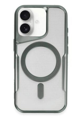 iPhone 16 Plus Kılıf Boyi Magsafe Silikon Kapak - Yeşil-(5796)