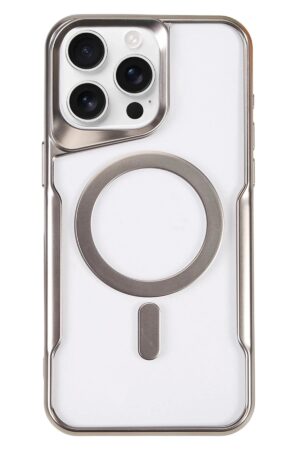 iPhone 16 Pro Max Kılıf Boyi Magsafe Silikon Kapak - Gümüş-(5796)