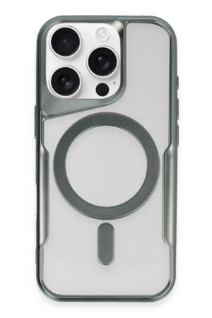 iPhone 16 Pro Max Kılıf Boyi Magsafe Silikon Kapak - Yeşil-(5796)