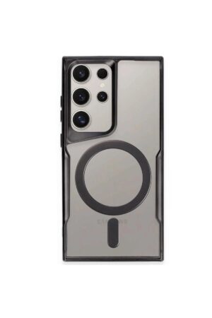 Samsung Galaxy S24 Ultra Kılıf Boyi Magsafe Silikon Kapak - Siyah-(5796)