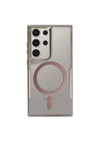 Samsung Galaxy S24 Ultra Kılıf Boyi Magsafe Silikon Kapak - Titan Gri-(5796)