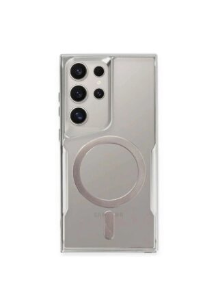 Samsung Galaxy S24 Ultra Kılıf Boyi Magsafe Silikon Kapak - Gümüş-(5796)