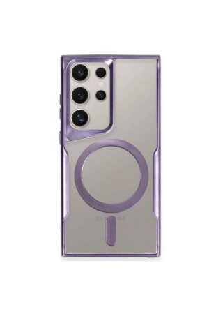 Samsung Galaxy S24 Ultra Kılıf Boyi Magsafe Silikon Kapak - Derin Mor-(5796)