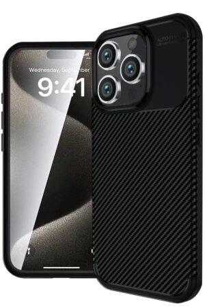 iPhone 16 Pro Max Kılıf Auto Focus Karbon Kapak - Siyah-(5796)