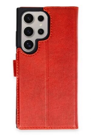 Samsung Galaxy S24 Ultra Kılıf Trend S Plus Kapaklı Kılıf - Kırmızı-(5796)