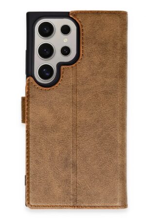 Samsung Galaxy S24 Ultra Kılıf Trend S Plus Kapaklı Kılıf - Taba-(5796)