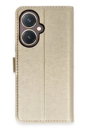 Vivo Y27 Kılıf Trend S Plus Kapaklı Kılıf - Gold-(5796)