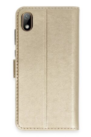 Huawei Y5 2019 Kılıf Trend S Plus Kapaklı Kılıf - Gold-(5796)