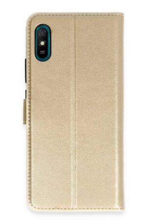 Xiaomi Redmi 9A Kılıf Trend S Plus Kapaklı Kılıf - Gold-(5796)