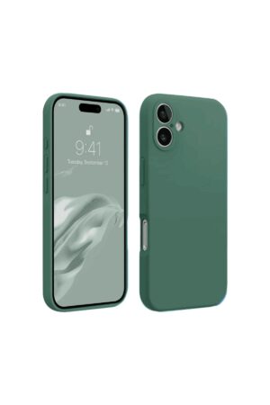 iPhone 16 Plus Kılıf First Silikon - Koyu Yeşil-(5796)