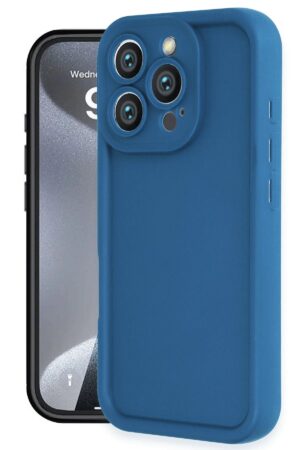 iPhone 16 Pro Kılıf Viera Silikon - Mavi-(5796)