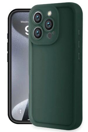 iPhone 16 Pro Kılıf Viera Silikon - Koyu Yeşil-(5796)