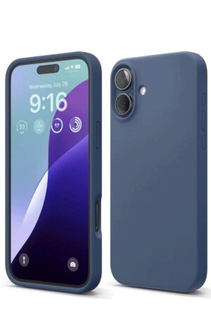 iPhone 16 Kılıf Nano içi Kadife Silikon - Lacivert-(5796)