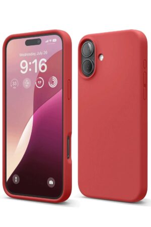 iPhone 16 Plus Kılıf Nano içi Kadife Silikon - Kırmızı-(5796)