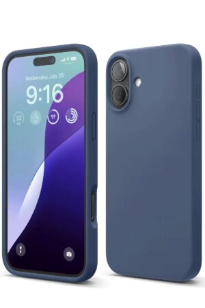 iPhone 16 Plus Kılıf Nano içi Kadife Silikon - Lacivert-(5796)