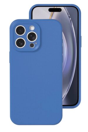 iPhone 16 Pro Kılıf Nano içi Kadife Silikon - Mavi-(5796)