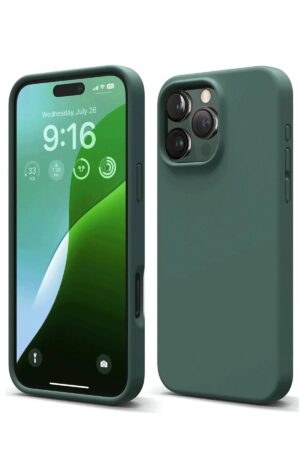 iPhone 16 Pro Kılıf Nano içi Kadife Silikon - Koyu Yeşil-(5796)