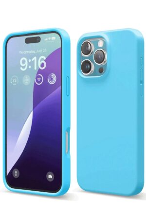 iPhone 16 Pro Max Kılıf Nano içi Kadife Silikon - Mavi-(5796)