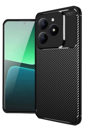 Realme C61 Kılıf Auto Focus Karbon Kapak - Siyah-(5796)