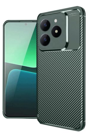 Realme C61 Kılıf Auto Focus Karbon Kapak - Koyu Yeşil-(5796)