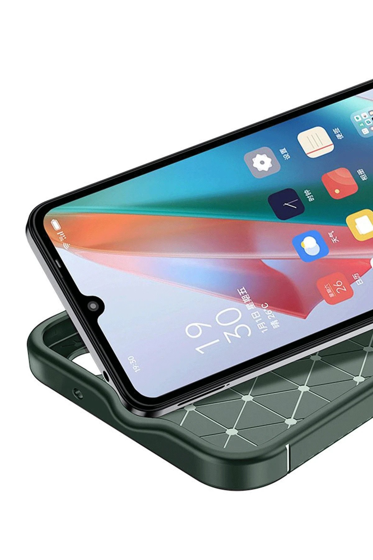 Samsung Galaxy A06 Kılıf Auto Focus Karbon Kapak - Koyu Yeşil-(5796)