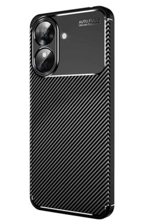 Realme Note 60 Kılıf Auto Focus Karbon Kapak - Siyah-(5796)
