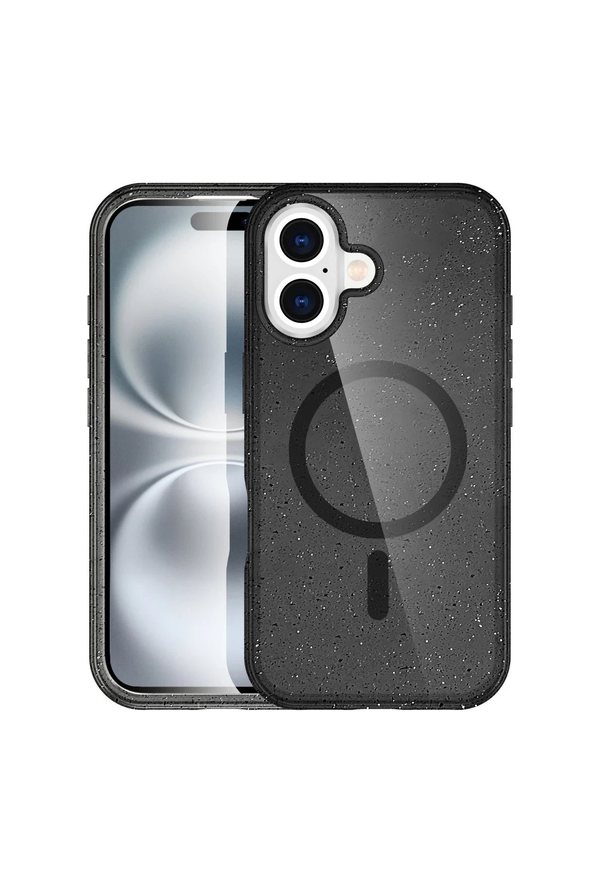 iPhone 16 Plus Kılıf Star Magsafe Kapak - Siyah-(5796)