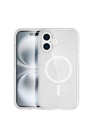 iPhone 16 Plus Kılıf Star Magsafe Kapak - Şeffaf-(5796)