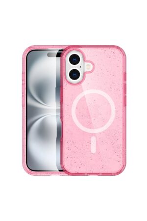 iPhone 16 Plus Kılıf Star Magsafe Kapak - Pembe-(5796)
