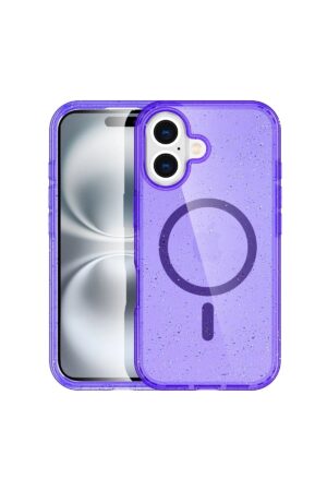 iPhone 16 Plus Kılıf Star Magsafe Kapak - Mor-(5796)