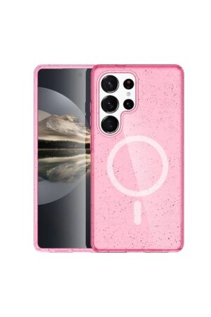 Samsung Galaxy S23 Ultra Kılıf Glow Magsafe Kapak - Pembe-(5796)